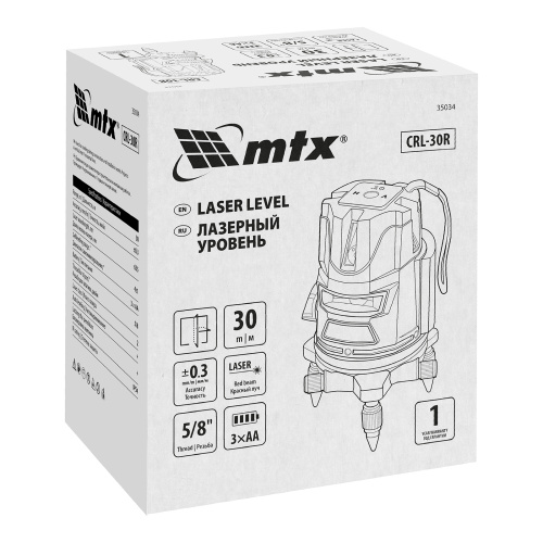 Лазерный уровень CRL-30R, 30 м, красный луч, батарейки, резьба 5/8" MTX по ценам производителя в Краснодаре с доставкой по всей России
