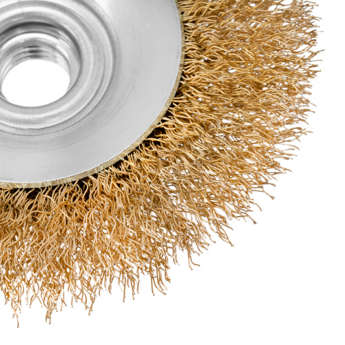 Щетка для УШМ, 100 мм, М14, "тарелка", латунированная витая проволока Matrix по ценам производителя в Краснодаре с доставкой по всей России