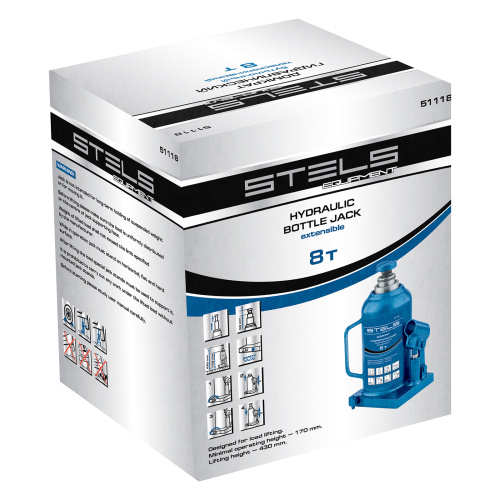 Домкрат гидравлический бутылочный телескопический, 8 т, H подъема 170-430 мм Stels по ценам производителя в Краснодаре с доставкой по всей России