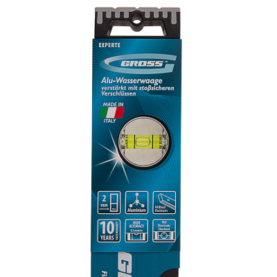 Уровень алюминиевый, 400 мм, усиленный с ударопрочными заглушками, 3 глазка Gross по ценам производителя в Краснодаре с доставкой по всей России