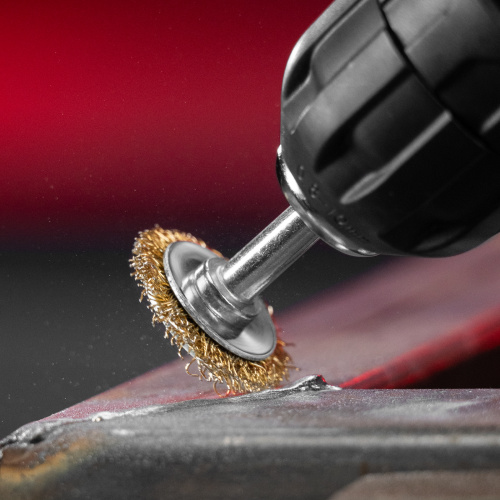 Щетка для дрели, 30 мм, плоская со шпилькой, латунированная витая проволока Matrix по ценам производителя в Краснодаре с доставкой по всей России