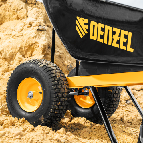 Тачка строительная, усиленная, объем 140 л, 250 кг, двухколесная, колесо 15х6.00-6 Denzel по ценам производителя в Краснодаре с доставкой по всей России