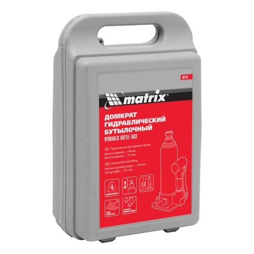 Домкрат гидравлический бутылочный, 4 т, h подъема 194-372 мм, в пластиковом кейсе Matrix по ценам производителя в Краснодаре с доставкой по всей России