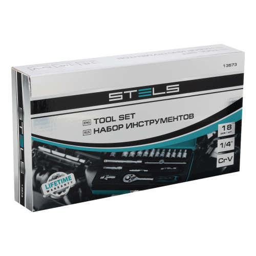 Набор торцевых головок с трещоткой, 1/4", 18 предметов Stels по ценам производителя в Краснодаре с доставкой по всей России