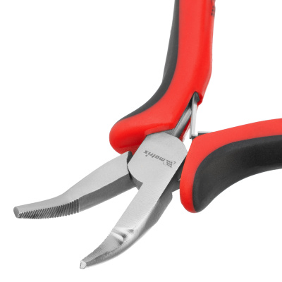 Длинногубцы изогнутые Mini, 130 мм, никелированные, авторазжим, двухкомпонентные рукоятки Matrix по ценам производителя в Краснодаре с доставкой по всей России