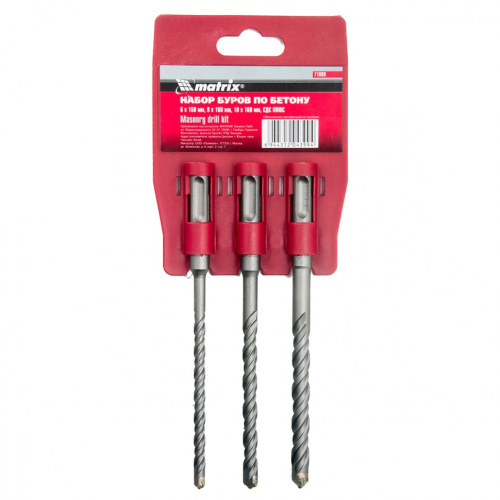 Набор буров по бетону, 6 х 160, 8 х 160, 10 х 160 мм, 3 шт, на подвесной карте, SDS Plus Matrix по ценам производителя в Краснодаре с доставкой по всей России