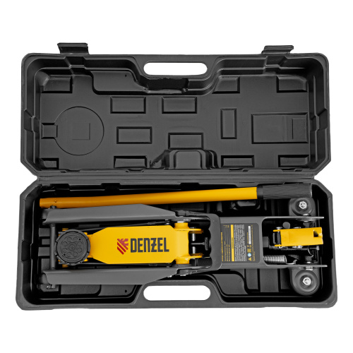 Домкрат гидравлический подкатной, 2 т, 135-385 мм, в пласт. кейсе Denzel по ценам производителя в Краснодаре с доставкой по всей России