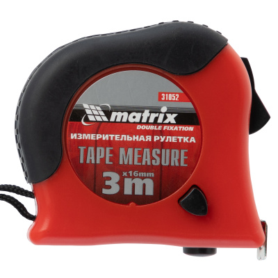 Рулетка Double fixation,3 м х 16 мм,обрезиненный корпус,двойная плавная фиксация Matrix по ценам производителя в Краснодаре с доставкой по всей России