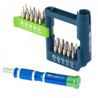Отвертка для точных работ с набором бит, 21 шт, CrV Сибртех по ценам производителя в Краснодаре с доставкой по всей России