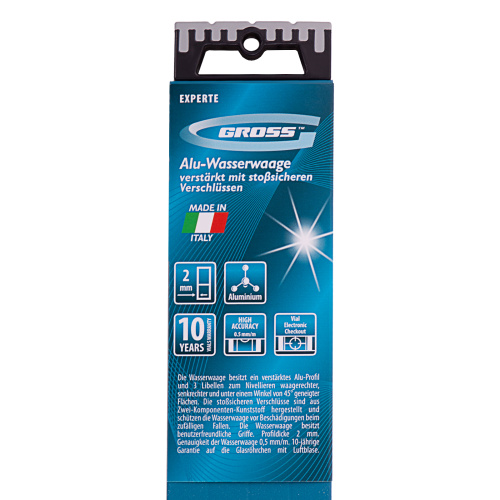 Уровень алюминиевый, 1500 мм, усиленный с ударопрочными заглушками, рукоятки, 3 глазка Gross по ценам производителя в Краснодаре с доставкой по всей России