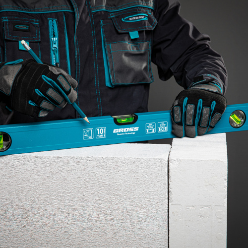 Уровень алюминиевый усиленный, 800 мм, 3 глазка Gross по ценам производителя в Краснодаре с доставкой по всей России