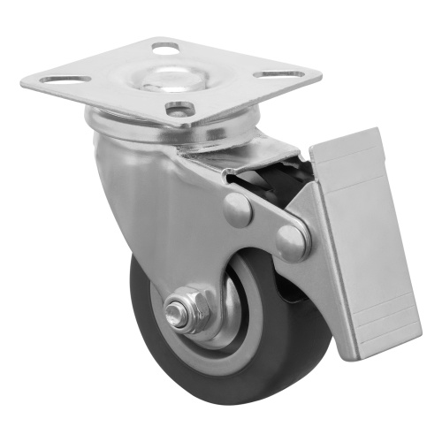 Колесо поворотное с тормозом D 50 мм, крепление  платформенное Сибртех по ценам производителя в Краснодаре с доставкой по всей России