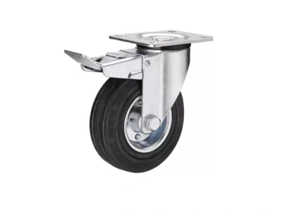 Колесо поворотное усиленное резина SRCB 97 80 мм с тормозом по ценам производителя в Краснодаре с доставкой по всей России