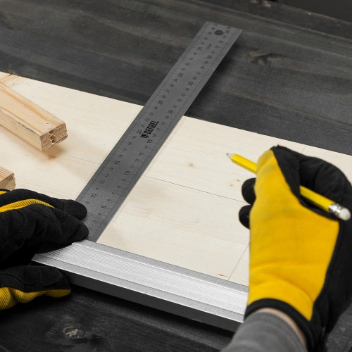 Угольник стальной 400 мм, нержавеющая сталь, градуировка, алюминиевое основание Denzel по ценам производителя в Краснодаре с доставкой по всей России