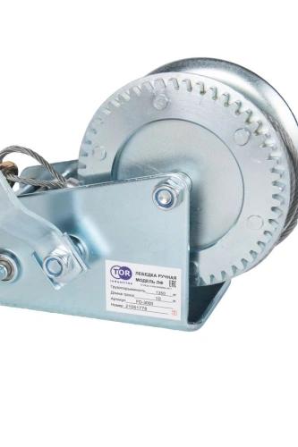 Лебедка ручная барабанная с тросом 1300кг  10м оцинкованная TOR FD по ценам производителя в Краснодаре с доставкой по всей России