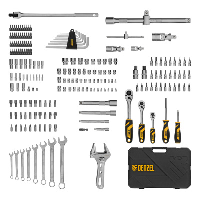 Набор инструментов, 1/2", 1/4", 3/8", CrV, S2, пластиковый кейс, 216 предметов Denzel по ценам производителя в Краснодаре с доставкой по всей России