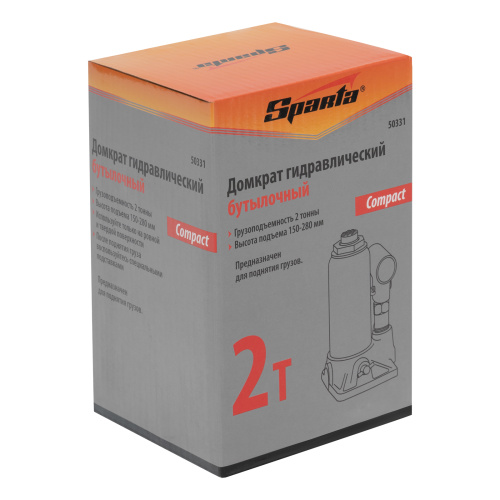 Домкрат гидравлический бутылочный 2 т, h подъема 150-280 мм Sparta Compact по ценам производителя в Краснодаре с доставкой по всей России