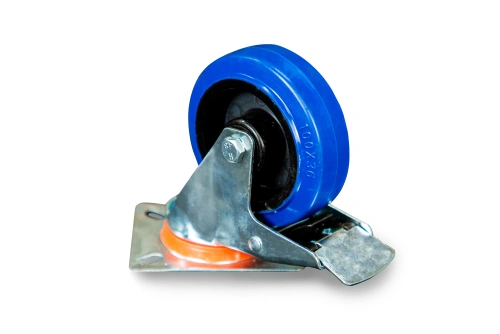 Колесо поворотное из эластичной резины MW70 100 мм с тормозом по ценам производителя в Краснодаре с доставкой по всей России