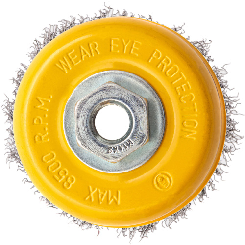 Щетка для УШМ, 100 мм, "Чашка", витая нержавеющая проволока 0.3 мм, М14 Denzel по ценам производителя в Краснодаре с доставкой по всей России