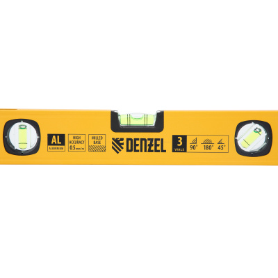 Уровень алюминиевый, магнит., фрезерованный, 3 глазка (1 зеркал.) 0,5 мм/м, 400 мм Denzel по ценам производителя в Краснодаре с доставкой по всей России