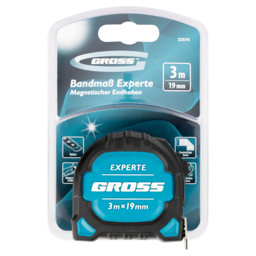 Рулетка Experte,3 м x 19 мм,двухкомпонентный корпус,магнит,двухсторонняя разметка,нейлон Gross по ценам производителя в Краснодаре с доставкой по всей России