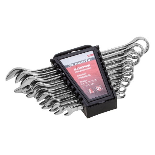 Набор ключей комбинированных, 6-22 мм, 9 шт, CrV, полированный хром Matrix по ценам производителя в Краснодаре с доставкой по всей России