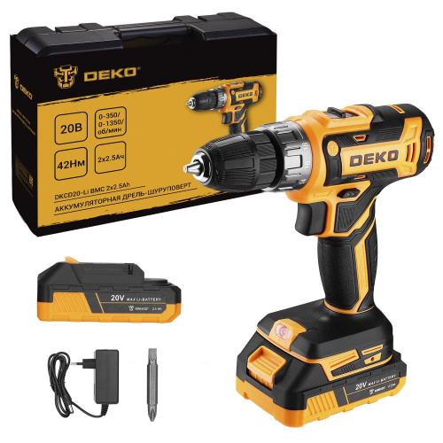 Дрель-шуруповерт аккумуляторная DEKO DKCD20-Li в кейсе, 20В, 2х2.5Ач по ценам производителя в Краснодаре с доставкой по всей России