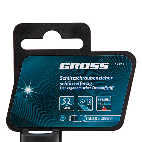 Отвертка SL8x 200 мм, S2, трехкомпонентная рукоятка Gross по ценам производителя в Краснодаре с доставкой по всей России