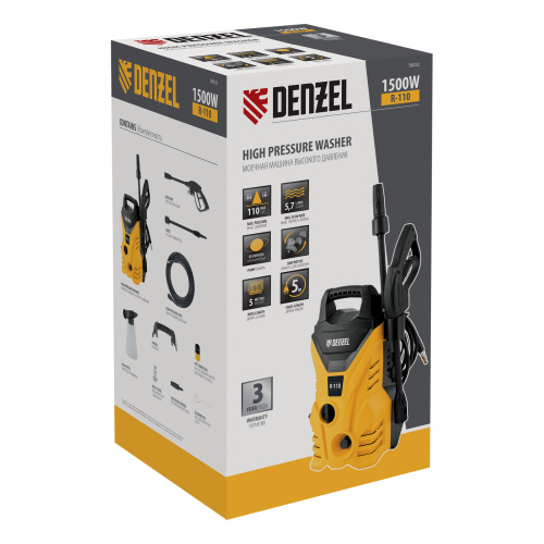 Моечная машина высокого давления R-110, 1500 Вт, 110 бар, 5,7 л/мин, переносная Denzel по ценам производителя в Краснодаре с доставкой по всей России