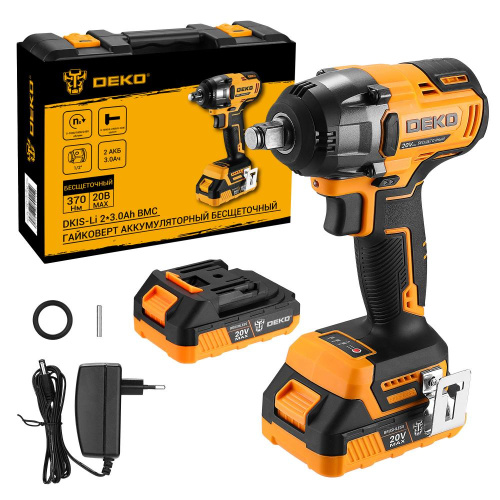 Гайковерт аккумуляторный бесщеточный DEKO DKIS-Li, 20В, 2*3.0Ач, 370 Нм, в кейсе по ценам производителя в Краснодаре с доставкой по всей России