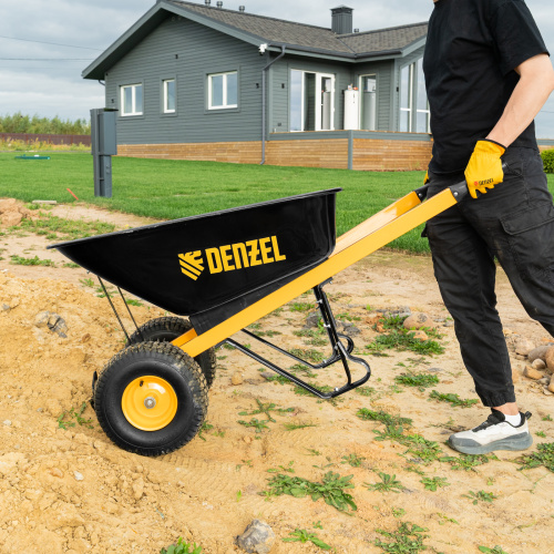 Тачка строительная, усиленная, объем 140 л, 250 кг, двухколесная, колесо 15х6.00-6 Denzel по ценам производителя в Краснодаре с доставкой по всей России