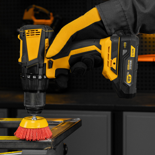 Щетка для дрели, 75 мм, Чашка, со шпилькой, нейлоновая щетина Denzel по ценам производителя в Краснодаре с доставкой по всей России