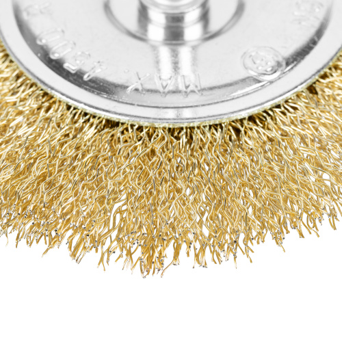 Щетка для дрели 100 мм, плоская со шпилькой, латунированная витая проволока Matrix по ценам производителя в Краснодаре с доставкой по всей России