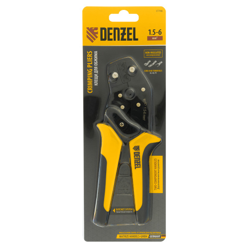 Клещи для обжима неизолированных наконечников НК и НВ, разъемов РП, 1,5 - 6 мм2 Denzel по ценам производителя в Краснодаре с доставкой по всей России