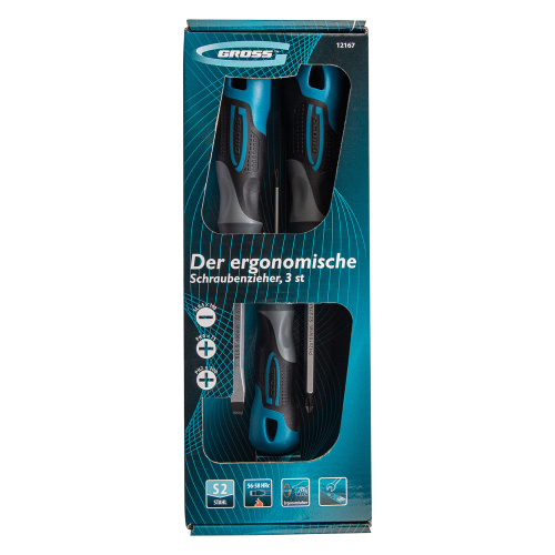 Набор отверток комбинированный 3 шт, S2, трехкомпонентная рукоятка Gross по ценам производителя в Краснодаре с доставкой по всей России