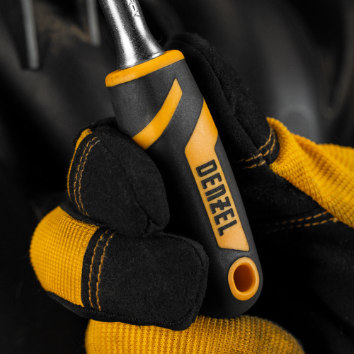 Ключ-трещотка 1/4", 90 зубьев, с быстрым сбросом, CrV Denzel по ценам производителя в Краснодаре с доставкой по всей России