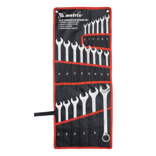 Набор ключей комбинированных 6-32 мм, 20 шт, CrV, полированный хром Matrix по ценам производителя в Краснодаре с доставкой по всей России