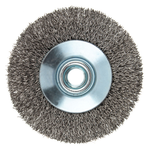 Щетка для УШМ, 100 мм, "Тарелка", витая нержавеющая проволока 0.3 мм, М14 Denzel по ценам производителя в Краснодаре с доставкой по всей России