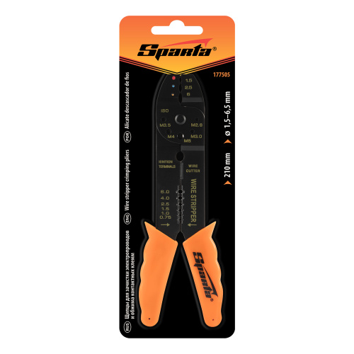 Щипцы, 210 мм, для зачистки электропроводов и обжима контактных кле мм, 1.5-6.5 мм Sparta по ценам производителя в Краснодаре с доставкой по всей России