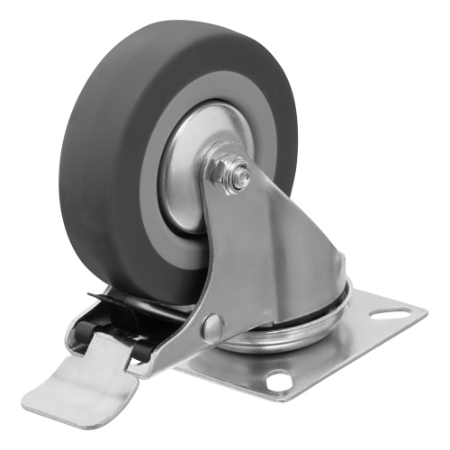 Колесо поворотное с тормозом D 75 мм, крепление  платформенное Сибртех по ценам производителя в Краснодаре с доставкой по всей России