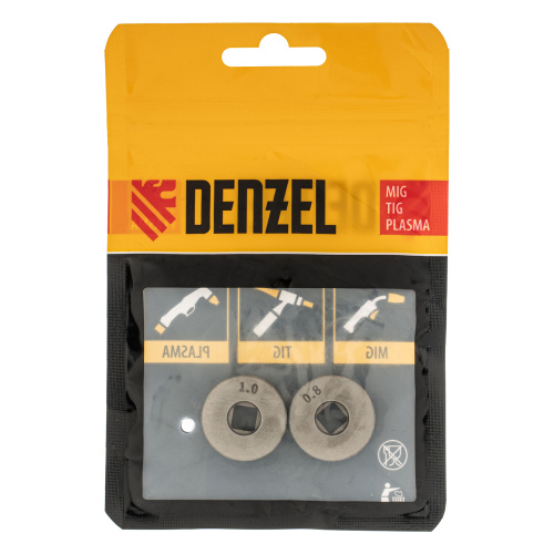 Подающий ролик, V профиль под стальную проволоку 0,8-1мм, посадка квадрат, 2 шт Denzel по ценам производителя в Краснодаре с доставкой по всей России