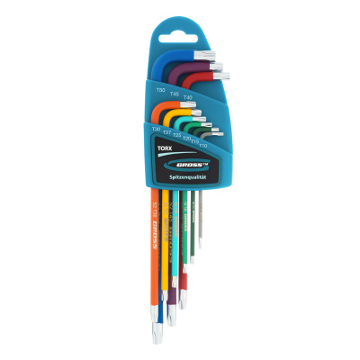 Набор ключей имбусовых Torx -TT, 9 шт: T10-T50, магнит, S2, экстра-длинные, хром/краска 9 шт Gross по ценам производителя в Краснодаре с доставкой по всей России