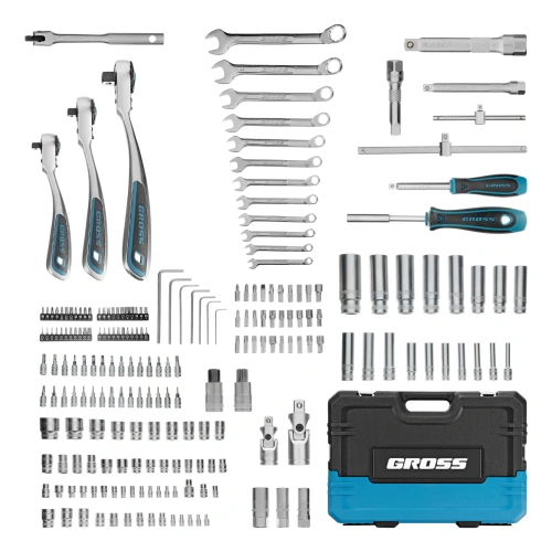 Набор инструментов, 1/2", 3/8", 1/4", CrV, 120 зубьев, 216 предметов Gross по ценам производителя в Краснодаре с доставкой по всей России