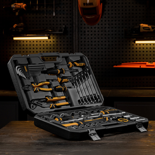 Набор инструментов, 1/2", 1/4", CrV, S2, пластиковый кейс, 64 предмета Denzel по ценам производителя в Краснодаре с доставкой по всей России