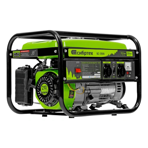 Генератор бензиновый БС-3500, 3.2 кВт, 230В, четырехтактный, 15 л, ручной стартер Сибртех по ценам производителя в Краснодаре с доставкой по всей России