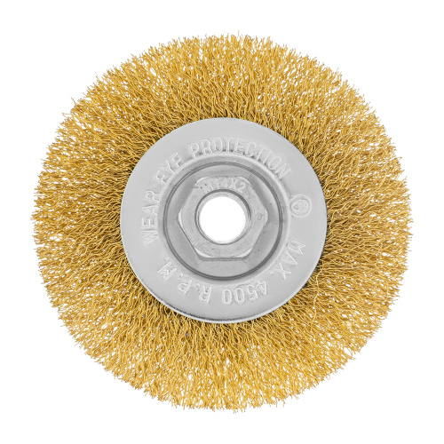 Щетка для УШМ, 100 мм, М14, плоская, латунированная витая проволока Matrix по ценам производителя в Краснодаре с доставкой по всей России