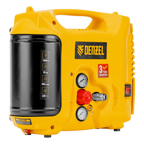 Компрессор воздушный DL1300, 10 бар, 1,3 кВт 180 л/мин 5 л, с набором аксессуаров Denzel по ценам производителя в Краснодаре с доставкой по всей России