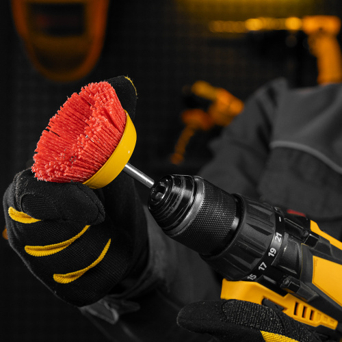 Щетка для дрели, 75 мм, Чашка, со шпилькой, нейлоновая щетина Denzel по ценам производителя в Краснодаре с доставкой по всей России