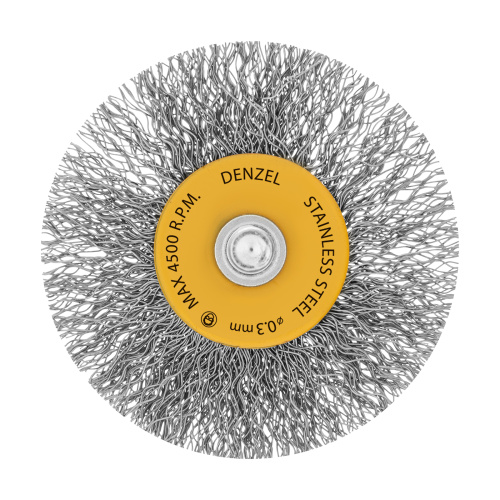 Щетка для дрели, 60 мм, Плоская, со шпилькой, нержавеющая витая проволока Denzel по ценам производителя в Краснодаре с доставкой по всей России