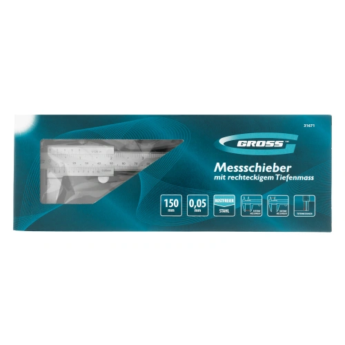 Штангенциркуль, 150 мм, 0.05 мм, нержавеющая сталь, с глубиномером Gross по ценам производителя в Краснодаре с доставкой по всей России